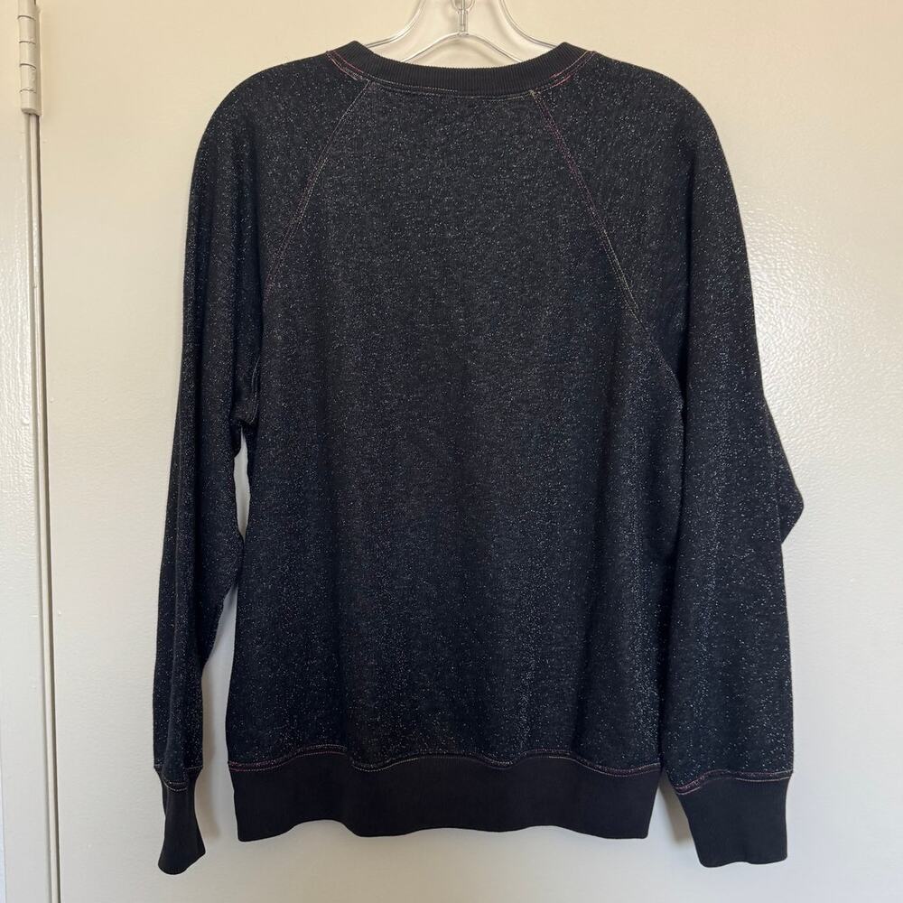NWT Something Navy Something to Smile In Black Shimmer Sweatshirt Size Small - Picture 2 of 5
